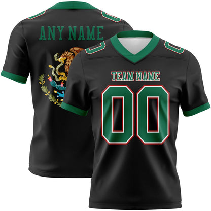 Custom Black Kelly Green White-Red 3D Pattern Mexico Mesh Authentic Football Jersey - Sky-Custom