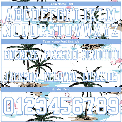 Custom White Light Blue 3D Pattern Hawaii Palm Trees Mesh Authentic Football Jersey - Sky-Custom