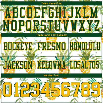 Custom White Gold-Green 3D Pattern Fruit Pineapple Mesh Authentic Football Jersey - Sky-Custom