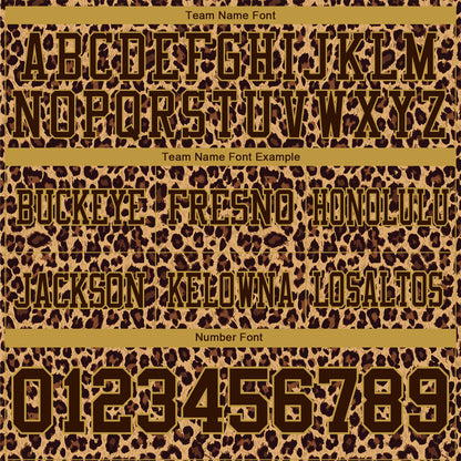 Custom Brown Old Gold 3D Pattern Leopard Print Mesh Authentic Football Jersey - Sky-Custom