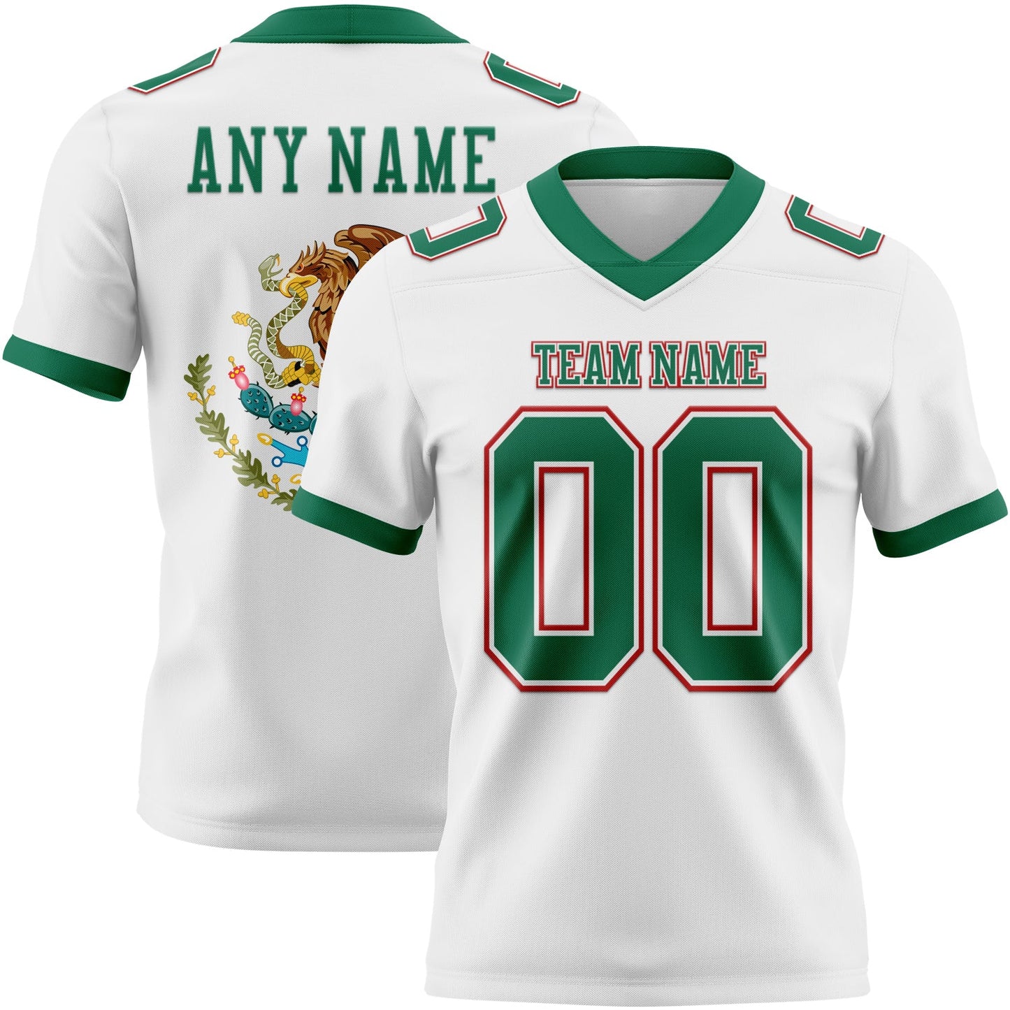 Custom White Kelly Green-Red 3D Pattern Mexico Mesh Authentic Football Jersey - Sky-Custom