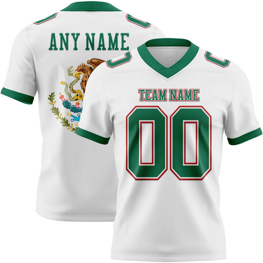 Custom White Kelly Green-Red 3D Pattern Mexico Mesh Authentic Football Jersey - Sky-Custom
