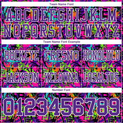 Custom Graffiti Pattern Purple-White 3D Pattern Splash Mesh Authentic Football Jersey - Sky-Custom