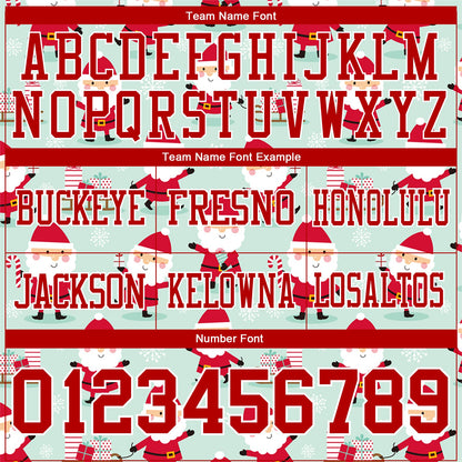 Custom Green Red-White 3D Pattern Christmas Mesh Authentic Football Jersey - Sky-Custom