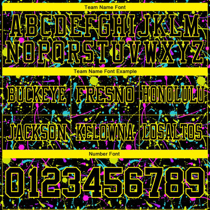 Custom Graffiti Pattern Black-Light Yellow 3D Pattern Splash Mesh Authentic Football Jersey - Sky-Custom