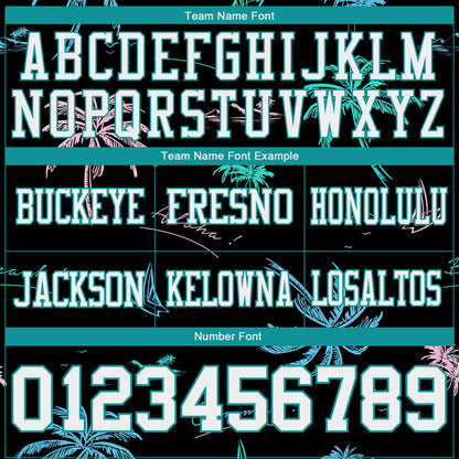 Custom Black White-Teal 3D Pattern Tropical Hawaii Palm Trees Mesh Authentic Football Jersey - Sky-Custom