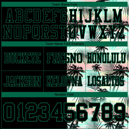 Custom Black Kelly Green 3D Pattern Tropical Hawaii Palm Leaves Mesh Authentic Football Jersey - Sky-Custom