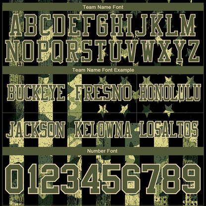 Custom Black Olive-Cream 3D Pattern American Flag Mesh Authentic Football Jersey - Sky-Custom