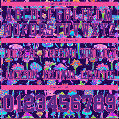 Custom Purple Pink 3D Pattern Colorful Flowers And Mushrooms Psychedelic Hallucination Mesh Authentic Football Jersey - Sky-Custom