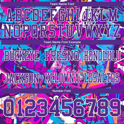 Custom Graffiti Pattern Purple-White 3D Pattern Splash Mesh Authentic Football Jersey - Sky-Custom