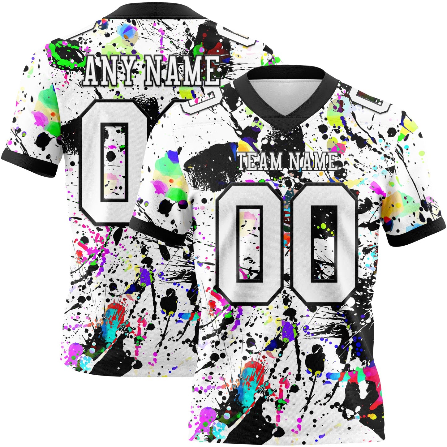 Custom Graffiti Pattern White-Black 3D Pattern Splash Mesh Authentic Football Jersey - Sky-Custom