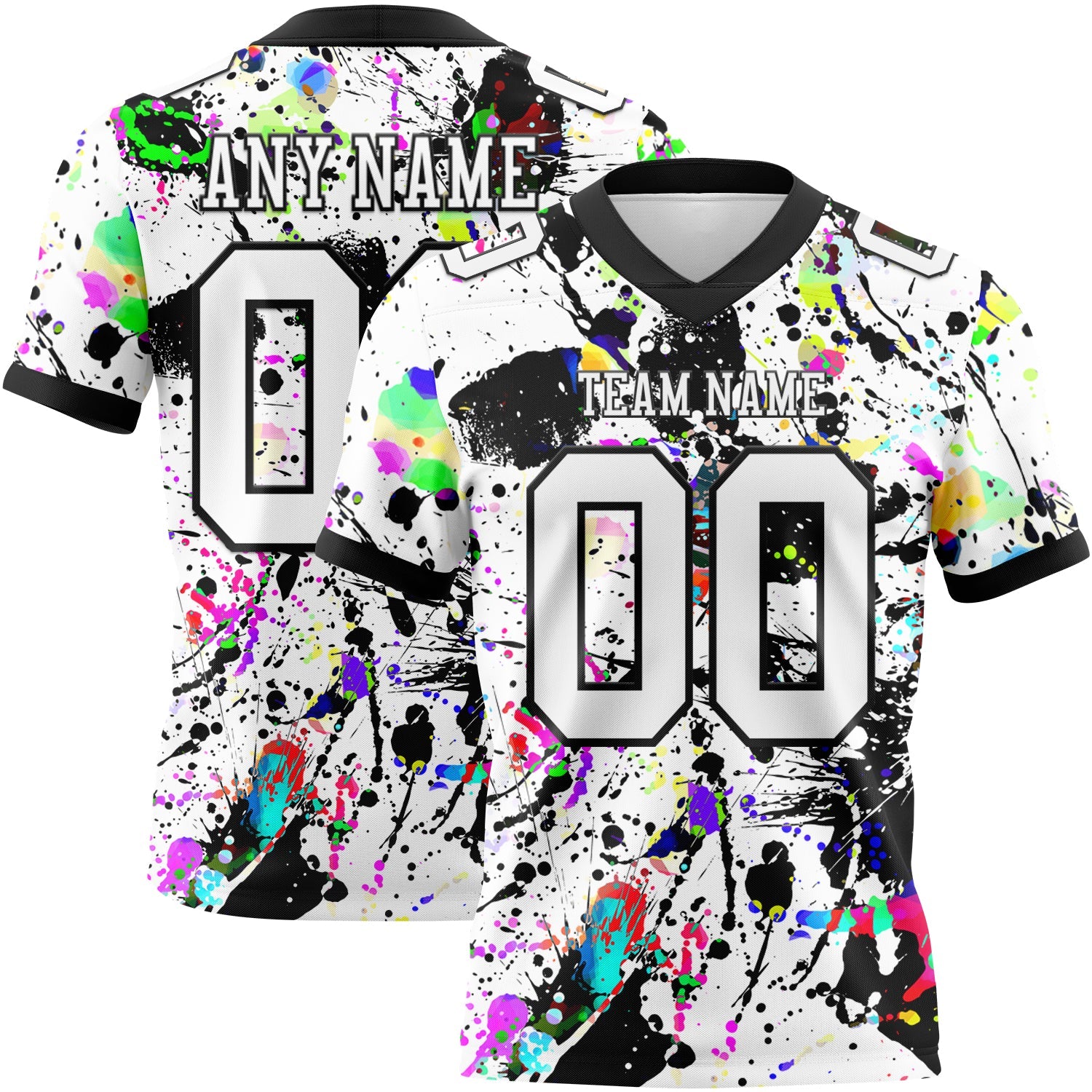 Custom Graffiti Pattern White-Black 3D Pattern Splash Mesh Authentic Football Jersey - Sky-Custom