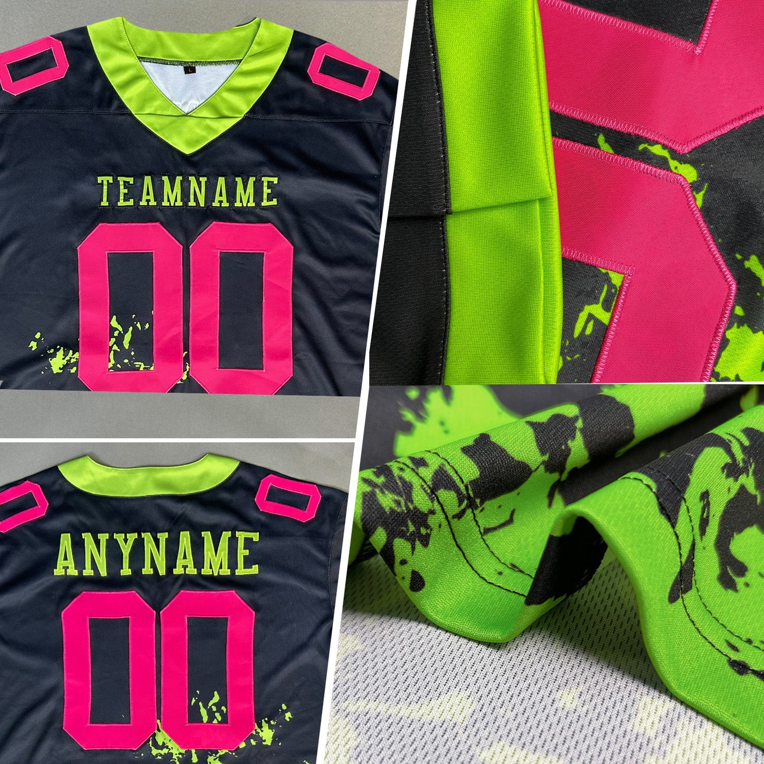Custom Medium Pink Kelly Green 3D Pattern Hawaii Palm Leaves And Flowers Mesh Authentic Football Jersey - Sky-Custom