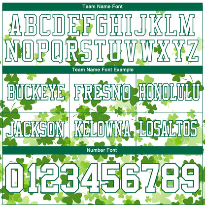 Custom White Kelly Green 3D Pattern St. Patrick's Day Mesh Authentic Football Jersey - Sky-Custom
