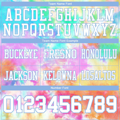 Custom Tie Dye White-Light Blue 3D Pattern Rainbow Mesh Authentic Football Jersey - Sky-Custom