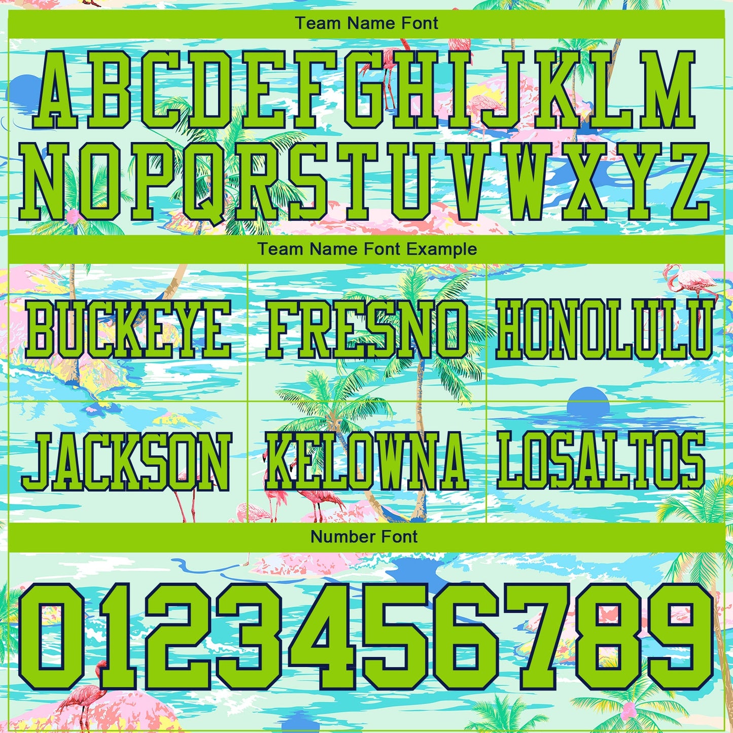 Custom Lakes Blue Neon Green-Navy 3D Pattern Beach Hawaii Palm Trees And Flamingo Mesh Authentic Football Jersey - Sky-Custom