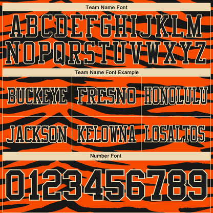 Custom Orange Black-Cream 3D Pattern Tiger Print Mesh Authentic Football Jersey - Sky-Custom