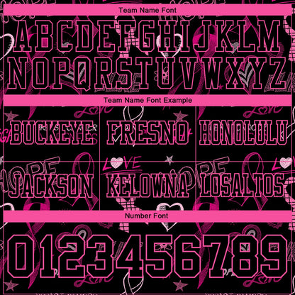 Custom Black Pink 3D Pattern Pink Ribbon Breast Cancer Awareness Month Women Health Care Support Mesh Authentic Football Jersey - Sky-Custom