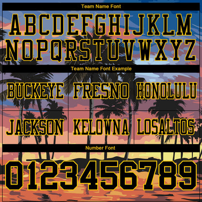 Custom Black Yellow 3D Pattern Tropical Hawaii Palm Trees Mesh Authentic Football Jersey - Sky-Custom