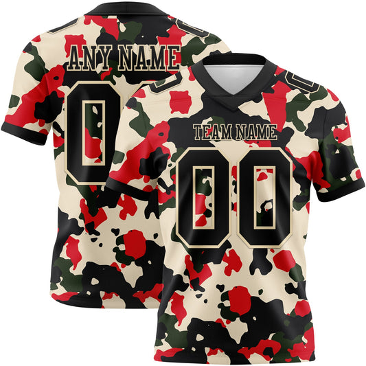 Custom Camo Black-Cream 3D Pattern Salute To Service Mesh Authentic Football Jersey - Sky-Custom