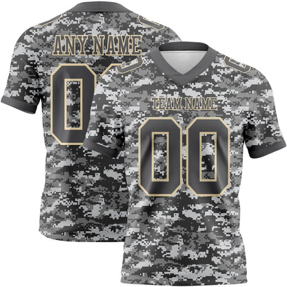 Custom Camo Steel Gray-Cream 3D Pattern Salute To Service Mesh Authentic Football Jersey - Sky-Custom