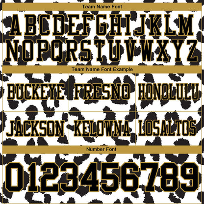 Custom White Black-Old Gold 3D Pattern Leopard Print Mesh Authentic Football Jersey - Sky-Custom