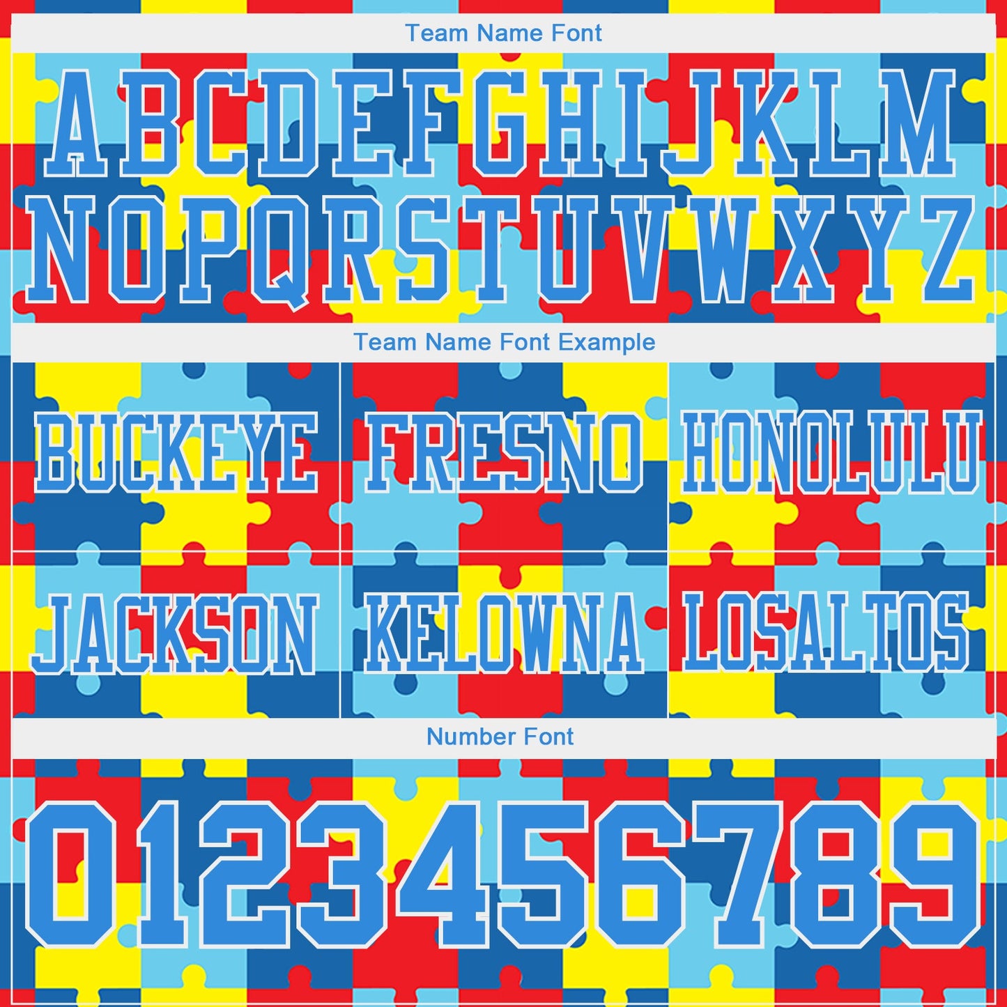 Custom Powder Blue White 3D Pattern Autism Awareness Puzzle Pieces Mesh Authentic Football Jersey - Sky-Custom