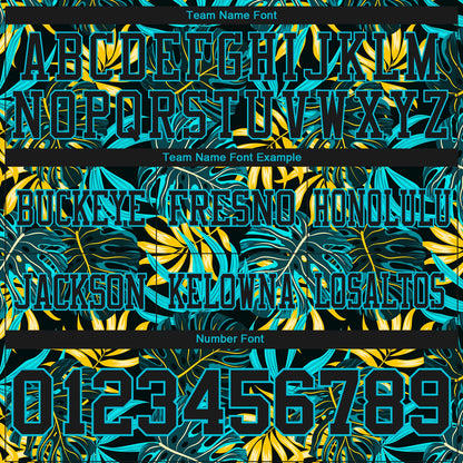 Custom Black Lakes Blue 3D Pattern Beach Tropical Hawaii Palm Leaves Mesh Authentic Football Jersey - Sky-Custom