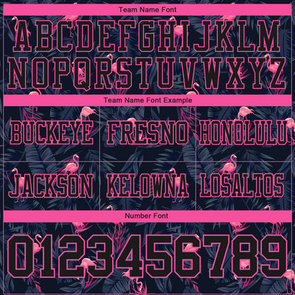 Custom Black Pink 3D Pattern Flamingo Mesh Authentic Football Jersey - Sky-Custom