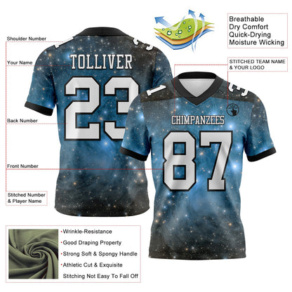 Custom Tie Dye White-Black 3D Pattern Abstract Trendy Holographic Vaporwave Style Mesh Authentic Football Jersey - Sky-Custom