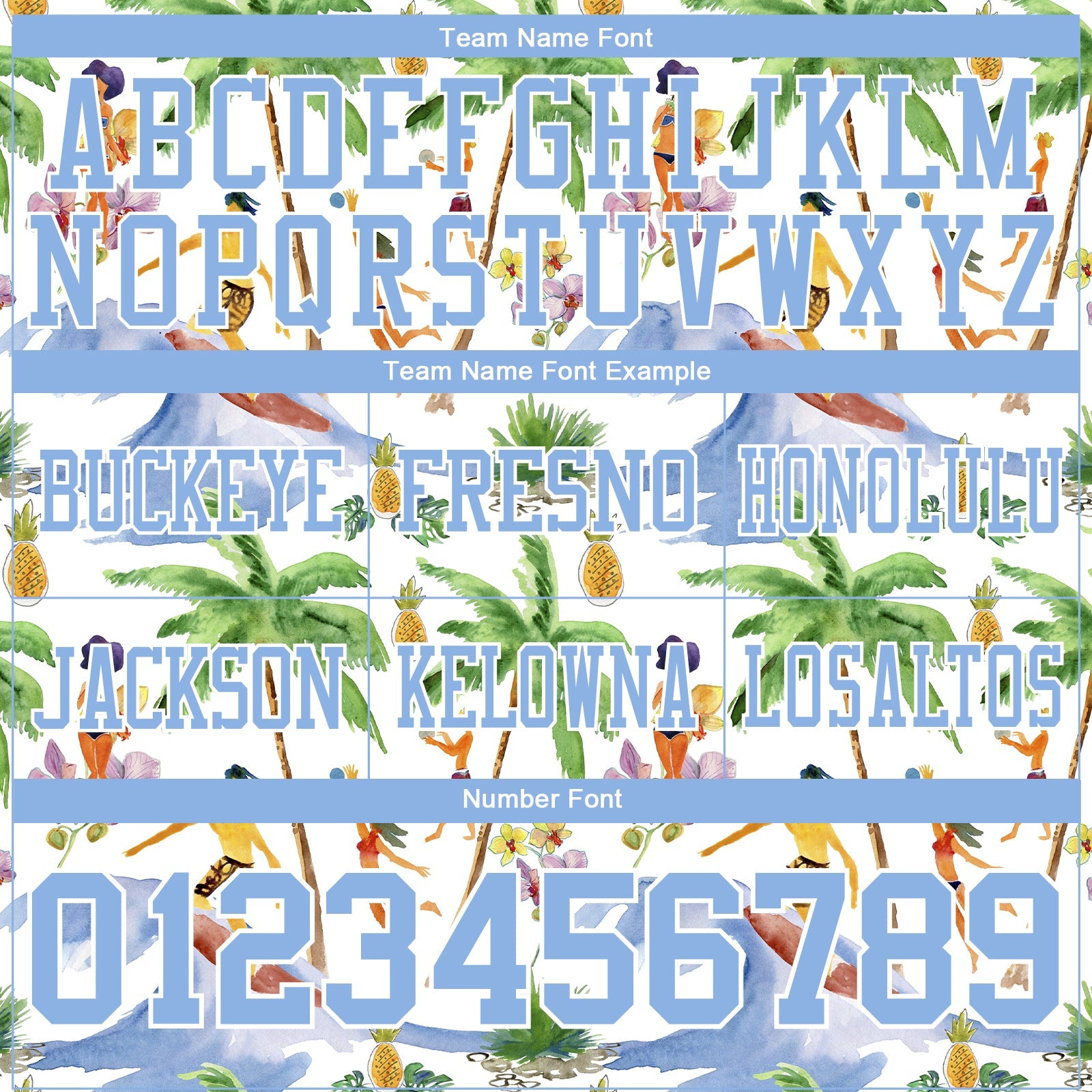 Custom White Light Blue 3D Pattern Beach Hawaii Palm Trees Mesh Authentic Football Jersey - Sky-Custom