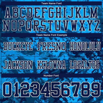 Custom Graffiti Pattern Navy-White 3D Pattern Mesh Authentic Football Jersey - Sky-Custom