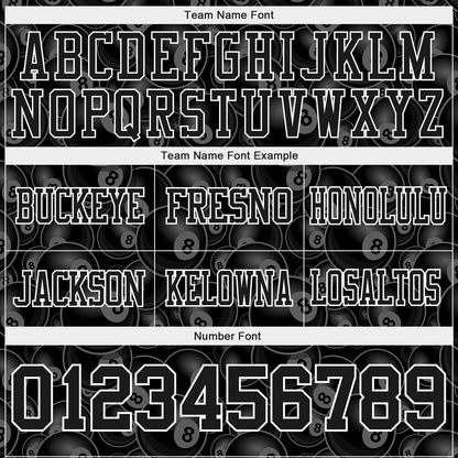 Custom Black White 3D Pattern Billiards Snooker 8 Ball Mesh Authentic Football Jersey - Sky-Custom