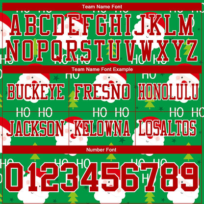 Custom Green Red-White 3D Pattern Christmas Mesh Authentic Football Jersey - Sky-Custom