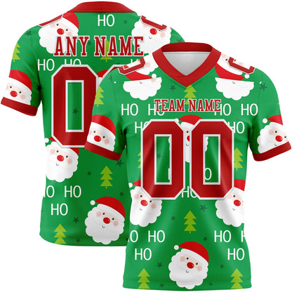 Custom Green Red-White 3D Pattern Christmas Mesh Authentic Football Jersey - Sky-Custom