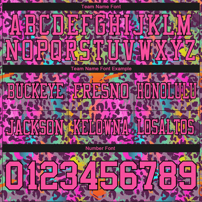 Custom Graffiti Pattern Pink-Black 3D Pattern Colorful Leopard Print Mesh Authentic Football Jersey - Sky-Custom