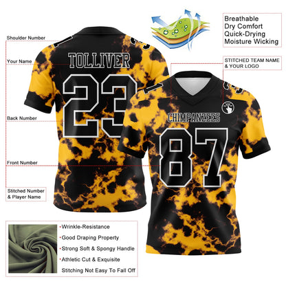 Custom Tie Dye Black-White 3D Pattern Mesh Authentic Football Jersey - Sky-Custom