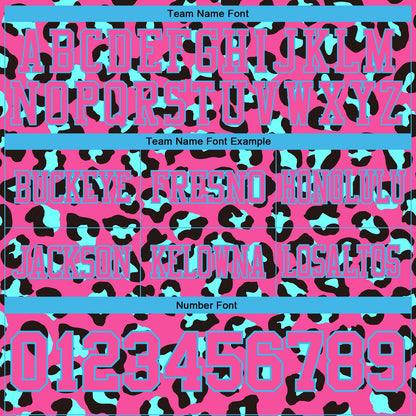 Custom Pink Sky Blue-Black 3D Pattern Leopard Print Mesh Authentic Football Jersey - Sky-Custom