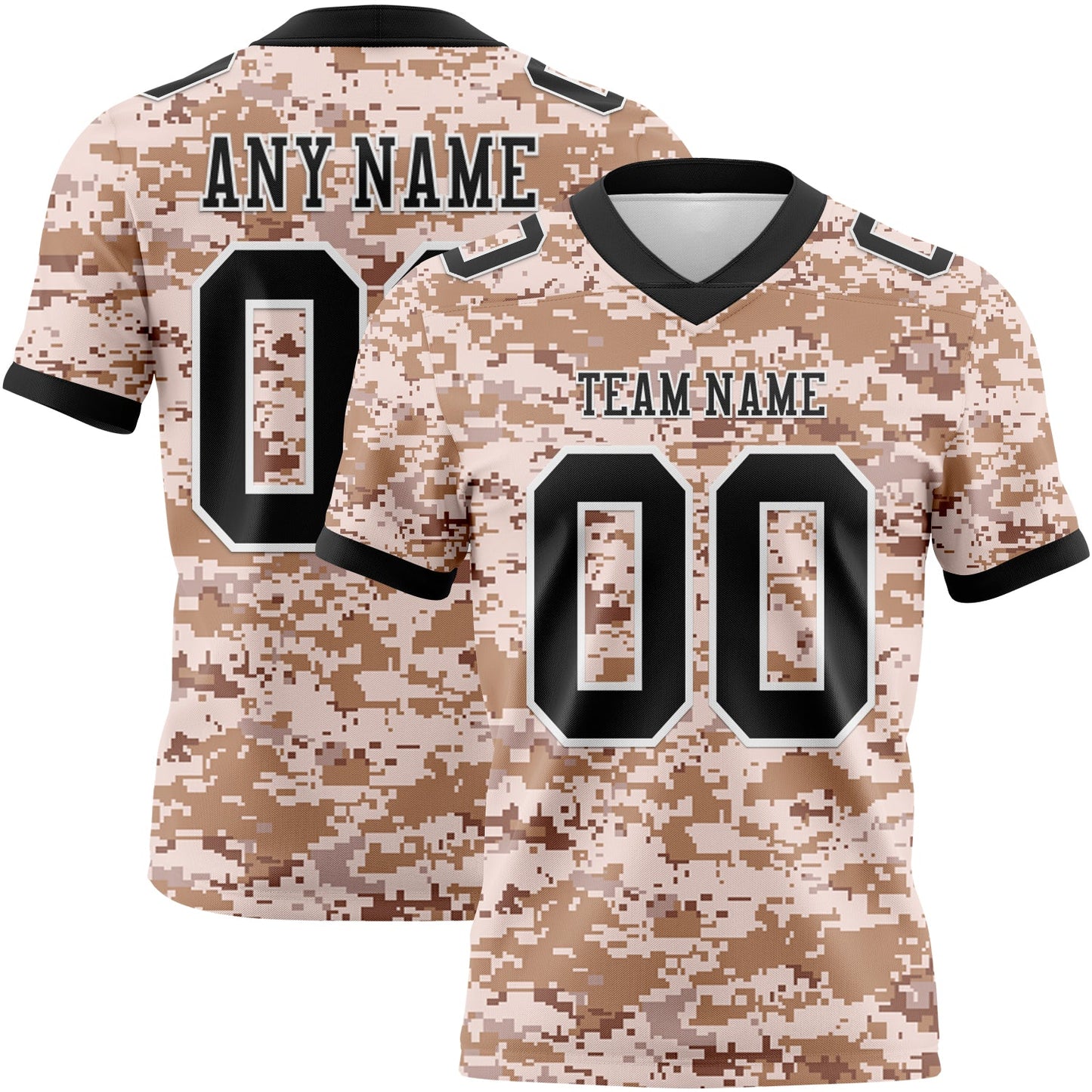 Custom Camo Black-White 3D Pattern Salute To Service Mesh Authentic Football Jersey - Sky-Custom