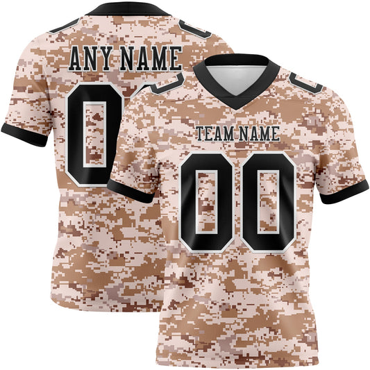 Custom Camo Black-White 3D Pattern Salute To Service Mesh Authentic Football Jersey - Sky-Custom