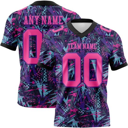 Custom Graffiti Pattern Pink Purple-Black 3D Pattern Creative Geometric Figures And Dots Mesh Authentic Football Jersey - Sky-Custom