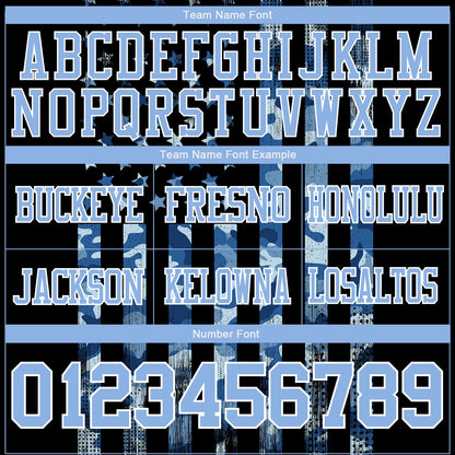 Custom Black Light Blue-White 3D Pattern American Flag Mesh Authentic Football Jersey - Sky-Custom