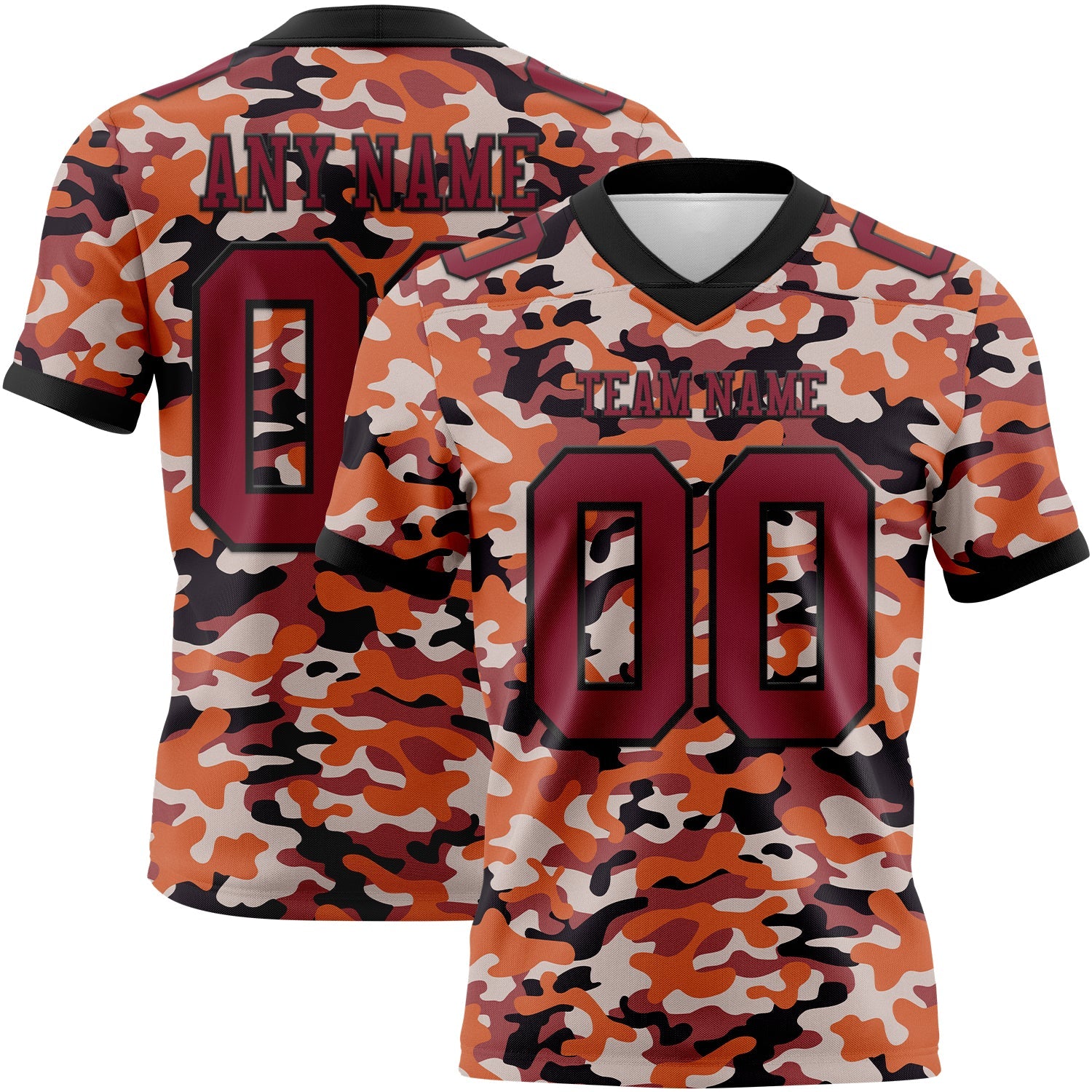 Custom Camo Crimson-Black 3D Pattern Salute To Service Mesh Authentic Football Jersey - Sky-Custom