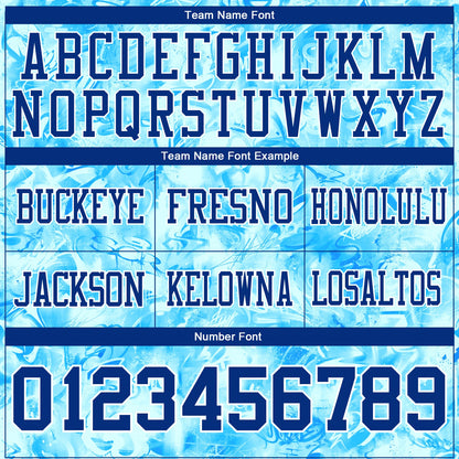 Custom Graffiti Pattern Thunder Blue-White 3D Pattern Scratch Mesh Authentic Football Jersey - Sky-Custom