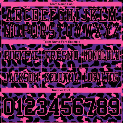 Custom Purple Black-Pink 3D Pattern Leopard Print Mesh Authentic Football Jersey - Sky-Custom