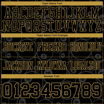 Custom Black Old Gold 3D Pattern Billiards Snooker 8 Ball Mesh Authentic Football Jersey - Sky-Custom