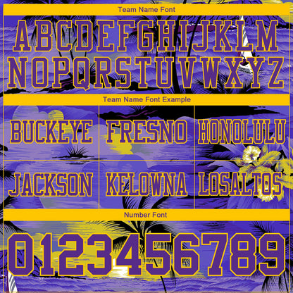 Custom Purple Black-Yellow 3D Pattern Sun Beach Hawaii Palm Trees Mesh Authentic Football Jersey - Sky-Custom