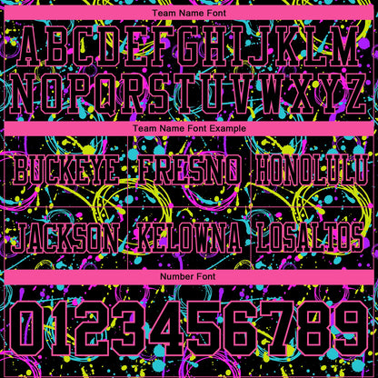 Custom Graffiti Pattern Black-Pink 3D Pattern Neon Splash Mesh Authentic Football Jersey - Sky-Custom