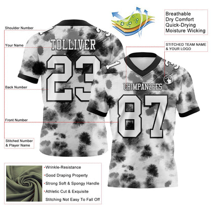 Custom Tie Dye White-Black 3D Pattern Mesh Authentic Football Jersey - Sky-Custom