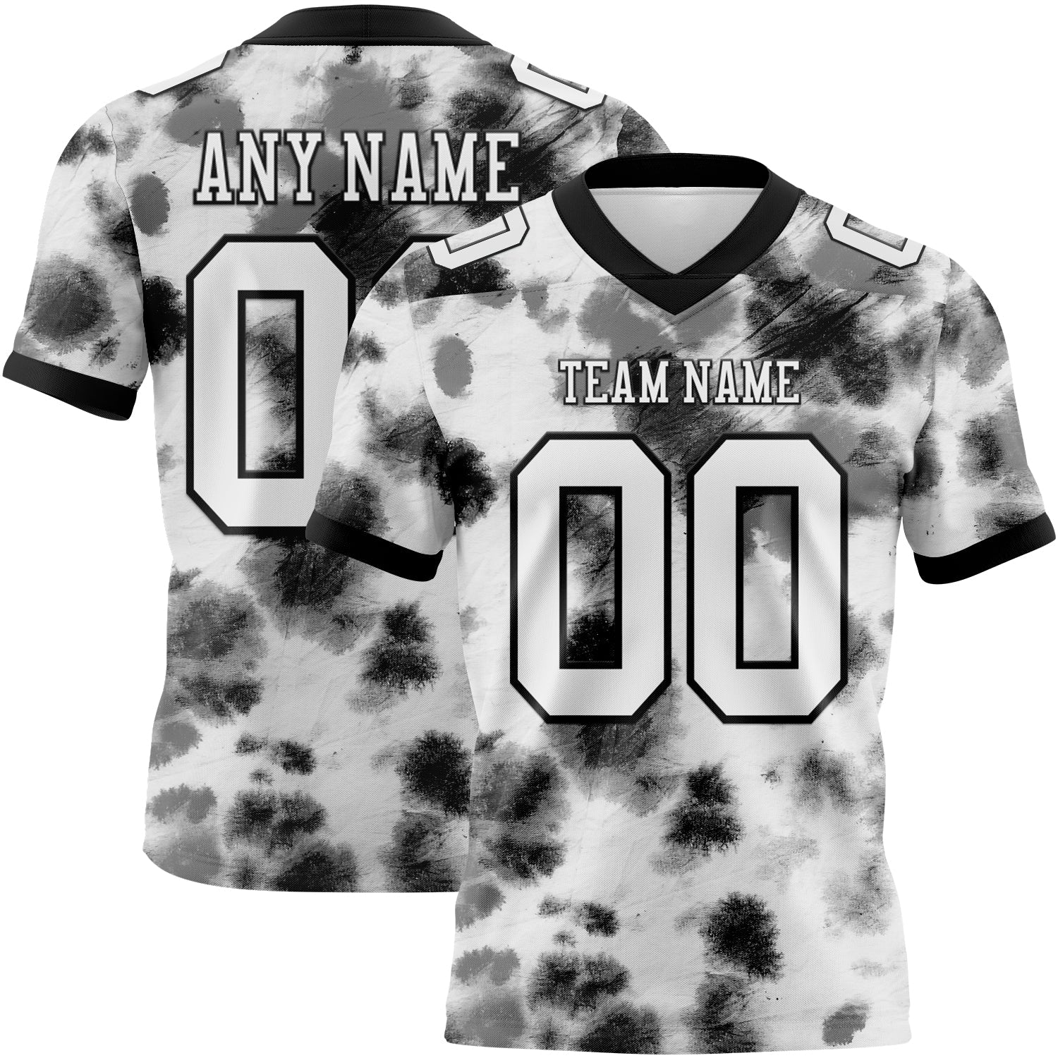 Custom Tie Dye White-Black 3D Pattern Mesh Authentic Football Jersey - Sky-Custom